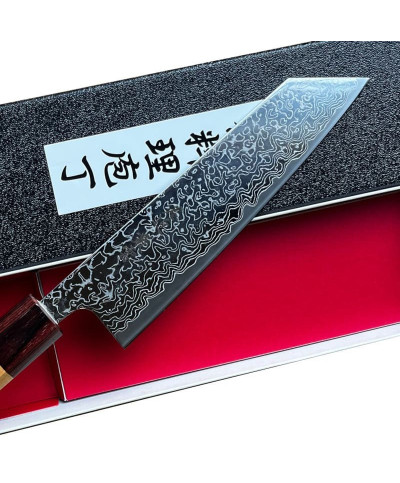 Hoja al Níquel-Damasco y corte VG en Bunka 170 mm