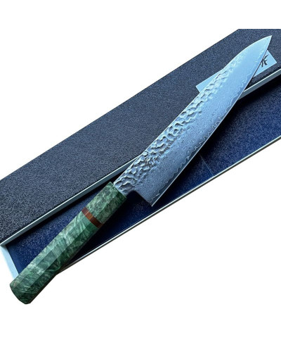 Cuchillo Sakai Takayuki Damasco madera estabilizada verde
