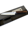 Santoku Shiun Soot Black Seki Kanetsugu, cuchillo 3 capas y corte VG 10