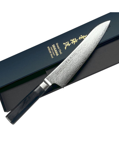 Cuchillo Takayuki Seigaiha Damasco 45 capas Gyuto 210 mm