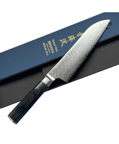 Cuchillo Seigaiha Grand Chef Damasco 45 capas Santoku 180 mm