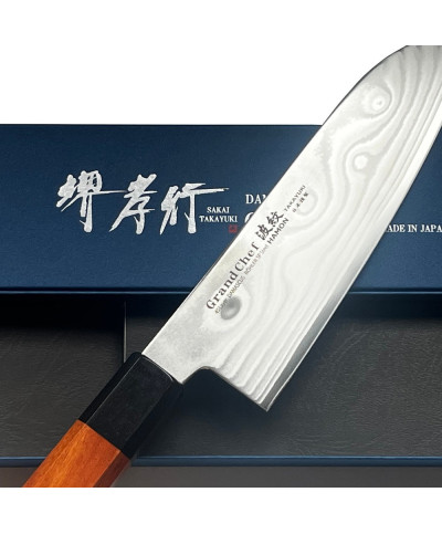 Hoja del cuchillo Santoku Hamon Takayuki 45 capas