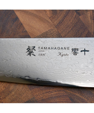 Cuchillo Tamahagane San Kyoto Damasco hoja de damasco 63 capas